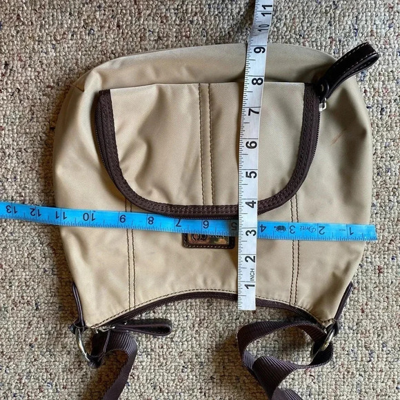 Nine & company 100% Nylon high-quality Crossbody purse Pockets Beige Brown - Picture 7 of 8